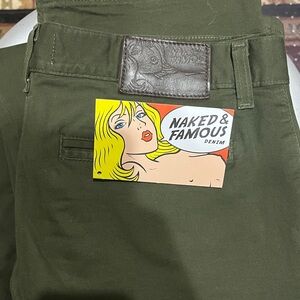 Naked and Famous green straight chino - size 34. Used but in very good condition